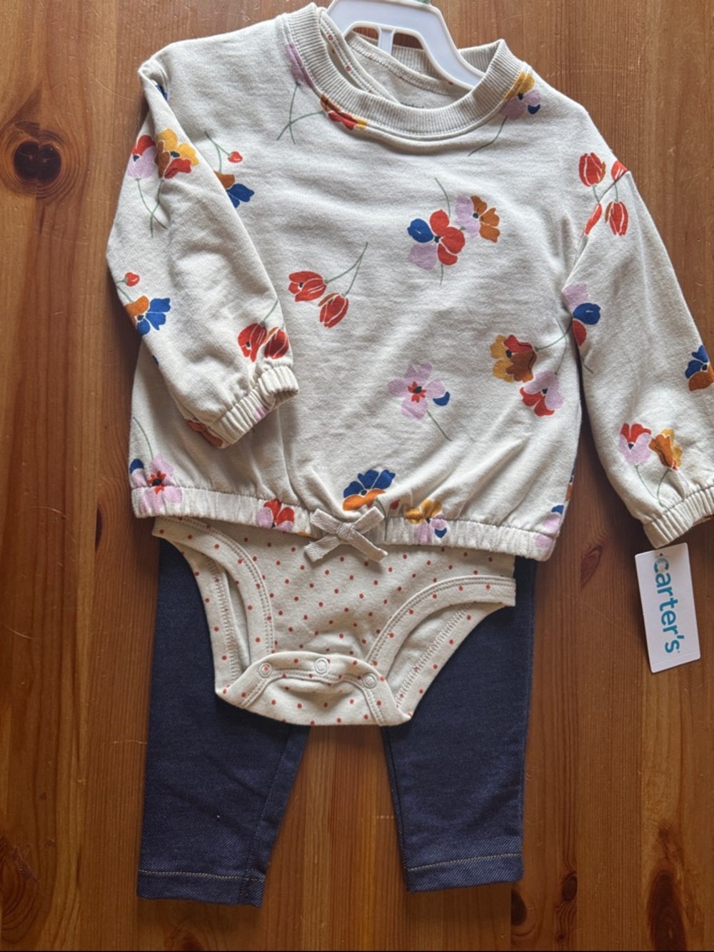 Carter's blue and cream baby 3-piece set